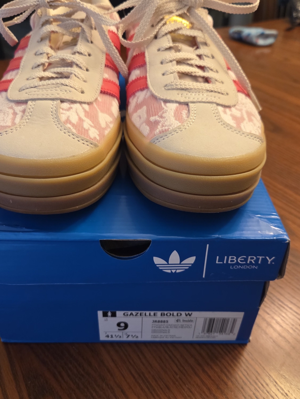 Adidas Liberty London Gazelle Women’s Red Lace-Pattern Sneakers - Picture 2 of 8